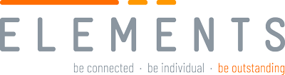 Logo ELEMENTS B2B Shop Sage 100 in orange und grau