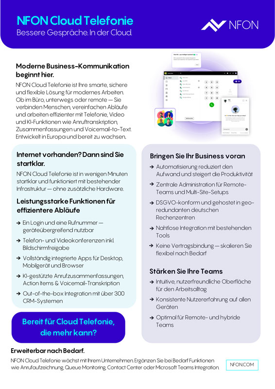 Titelseite NFON Cloud Telefonie Onepager